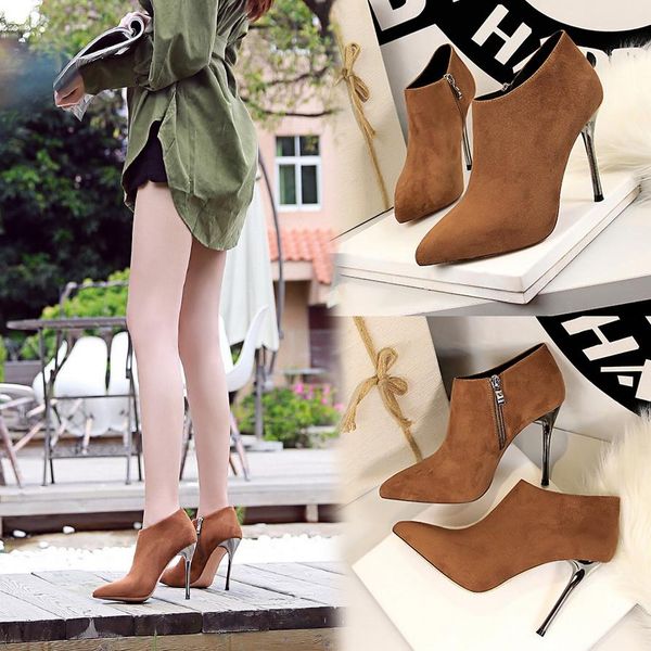 women high heel shoes short tube boot leather zipper solid color round toe shoes women shoes autumn boots, Black
women high heel shoes short tube boot leather zipper solid color round toe shoes women shoes autumn boots, Black