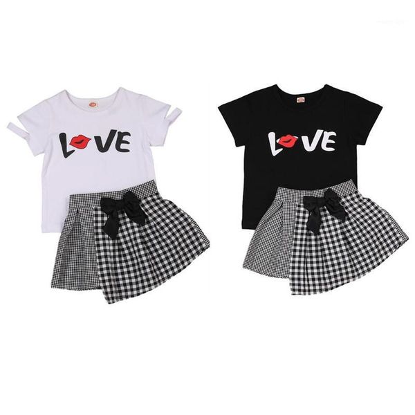 clothing sets 2021 kids baby girls summer clothes hollow short sleeve love letter print t shirt +ruffles bow plaid a-line skirts 2pcs1, White
clothing sets 2021 kids baby girls summer clothes hollow short sleeve love letter print t shirt +ruffles bow plaid a-line skirts 2pcs1, White