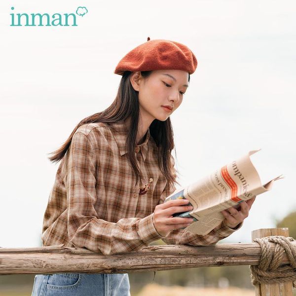 inman 2020 autumn new arrival literature vintage contrast check loose lapel single-breasted long sleeve blouse1, White
inman 2020 autumn new arrival literature vintage contrast check loose lapel single-breasted long sleeve blouse1, White