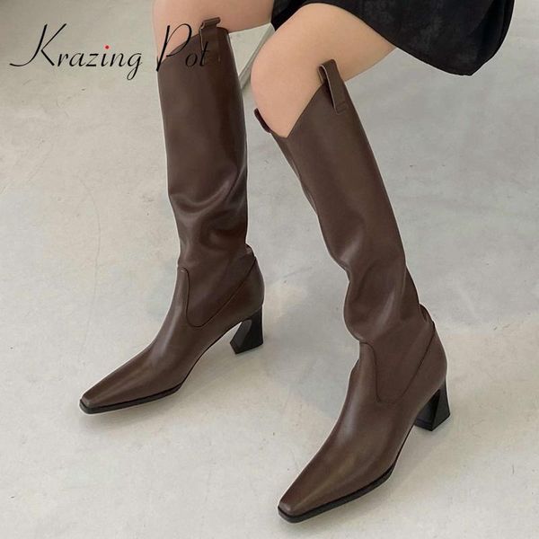 krazing pot new natural leather small square toe high heel western boots vintage fashion beauty lady elegant knee-high boots l66, Black
krazing pot new natural leather small square toe high heel western boots vintage fashion beauty lady elegant knee-high boots l66, Black
