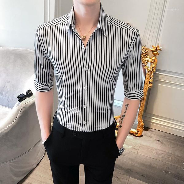summer men casual shirt fashion 2020 half sleeve striped shirts for men slim fit business formal wear blouse 3xl-m1, White;black
summer men casual shirt fashion 2020 half sleeve striped shirts for men slim fit business formal wear blouse 3xl-m1, White;black