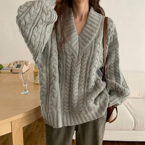 korean chic autumn and winter temperament big v-neck heavy-duty twist woven design loose wild lantern sleeve pullover gx1316, White;black
korean chic autumn and winter temperament big v-neck heavy-duty twist woven design loose wild lantern sleeve pullover gx1316, White;black