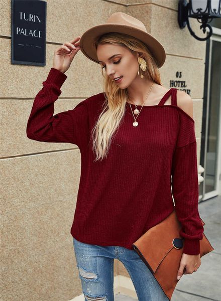 women tshirt fashion style one shoulder tshirt casual long sleeve natural color tshirt women clothes, White
women tshirt fashion style one shoulder tshirt casual long sleeve natural color tshirt women clothes, White
