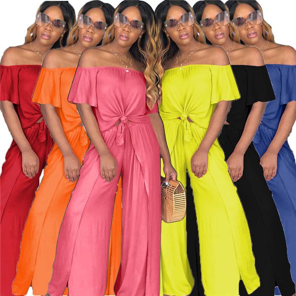 loose women clothes sets solid color strapless short sleeve t shirts casual split wide legging pants fashion women two piece outfit, White
loose women clothes sets solid color strapless short sleeve t shirts casual split wide legging pants fashion women two piece outfit, White