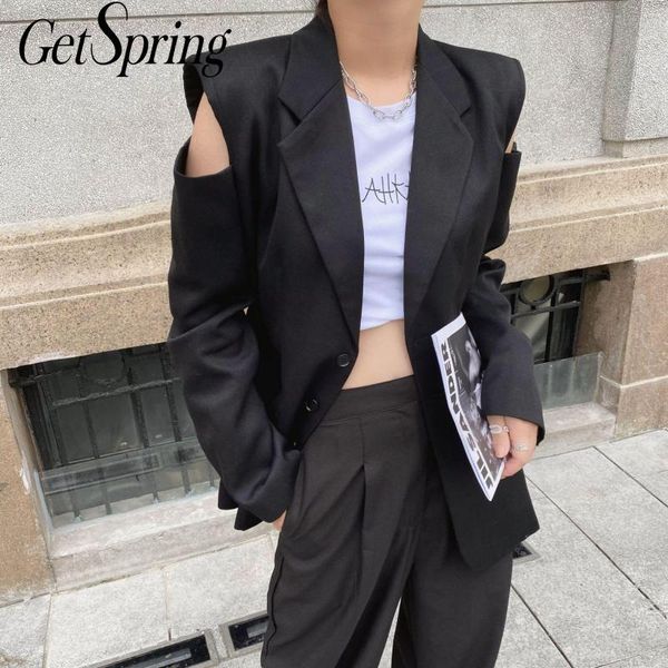 women's suits & blazers getspring women blazer single breasted long sleeve ladies black coat off shoulder suit jacket fashion, White;black
women's suits & blazers getspring women blazer single breasted long sleeve ladies black coat off shoulder suit jacket fashion, White;black
