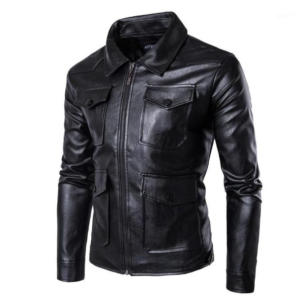 pockets men faux leather jacket slim winter jacket casual motorcycle pu leather1, Black
pockets men faux leather jacket slim winter jacket casual motorcycle pu leather1, Black