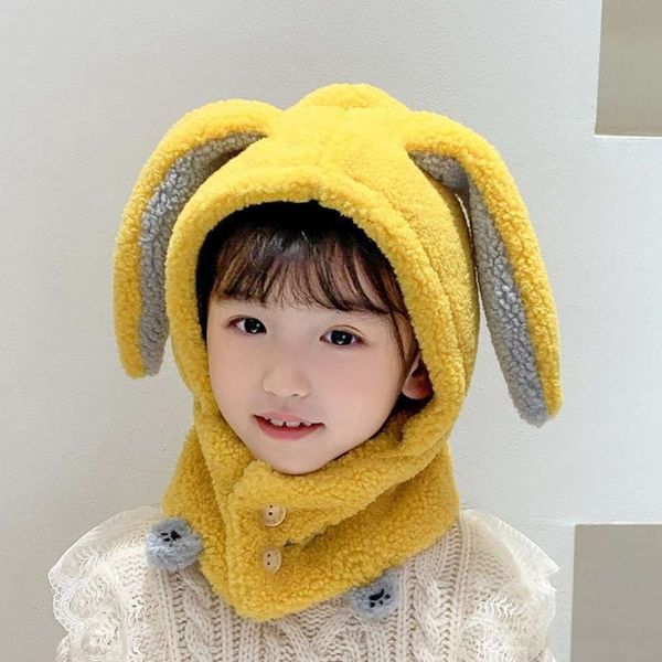 long children's super cute plush ear protection integrated men's and women's kid cashmere warm lei feng hat neck, Red;brown 
long children's super cute plush ear protection integrated men's and women's kid cashmere warm lei feng hat neck, Red;brown
