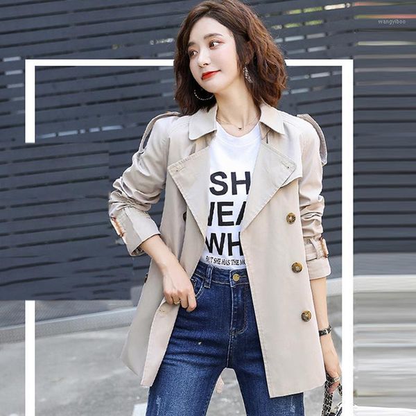 trench coat women short paragraph double breasted 2020 spring / autumn women's coat retro ladies wild thin windbreaker1, Tan;black
trench coat women short paragraph double breasted 2020 spring / autumn women's coat retro ladies wild thin windbreaker1, Tan;black