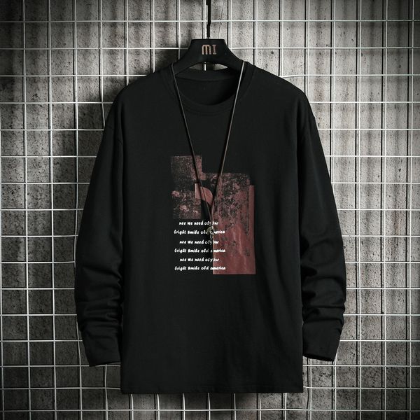 2021 new autumn spring fashion oversize male tshirt impression long sleeve the neck shirt for man t l579, White;black
2021 new autumn spring fashion oversize male tshirt impression long sleeve the neck shirt for man t l579, White;black