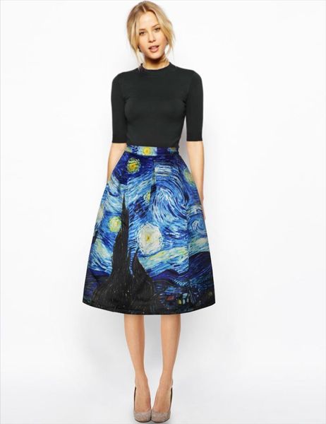 vintage skirt high waist work wear midi skirts womens van gogh painting clouds printing jupe femme saias 4xl, Black
vintage skirt high waist work wear midi skirts womens van gogh painting clouds printing jupe femme saias 4xl, Black