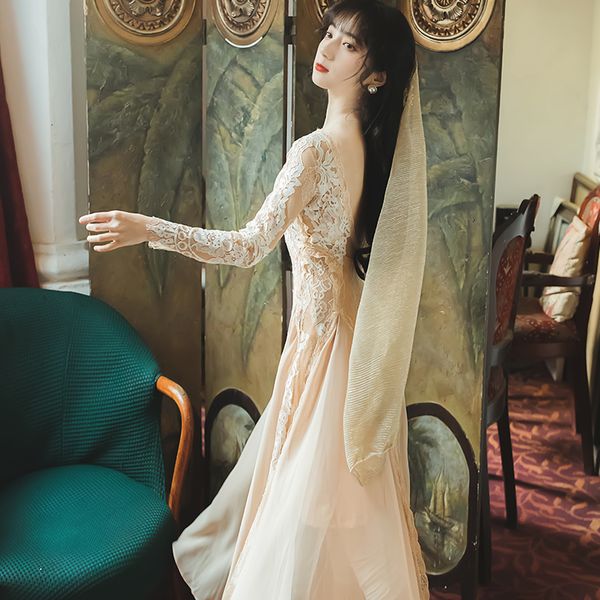 women's lace elegant beige chiffon o-neck long ankle-length lackless dress party 2021 summer ml9z, Black;gray
women's lace elegant beige chiffon o-neck long ankle-length lackless dress party 2021 summer ml9z, Black;gray