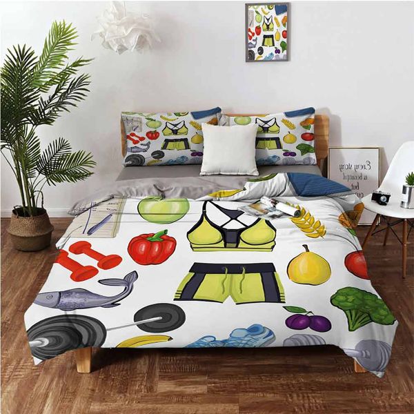 hand drawn healthy living inspiration icons vegetables sportswear gym equipmentbedding 3-piece set
hand drawn healthy living inspiration icons vegetables sportswear gym equipmentbedding 3-piece set