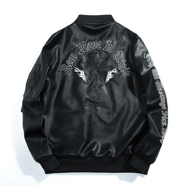 spring and autumn korean style slim-fit motorcycle leather coat men's embroidered baseball suit couple fleece thickened pilot jacket ja, Black;brown
spring and autumn korean style slim-fit motorcycle leather coat men's embroidered baseball suit couple fleece thickened pilot jacket ja, Black;brown