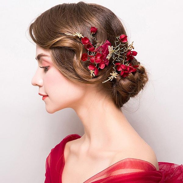 new bridal headwear red yarn flowers handmade woven chinese style wedding accessories hairpin rhinestone golden jewelry, Golden;silver
new bridal headwear red yarn flowers handmade woven chinese style wedding accessories hairpin rhinestone golden jewelry, Golden;silver