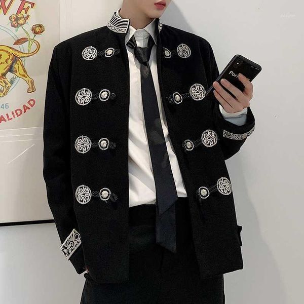 men's suits & blazers blazer coat gothic men vintage embroidery stand collar loose casual suit jacket male streetwear hip hop outerwear, White;black
men's suits & blazers blazer coat gothic men vintage embroidery stand collar loose casual suit jacket male streetwear hip hop outerwear, White;black