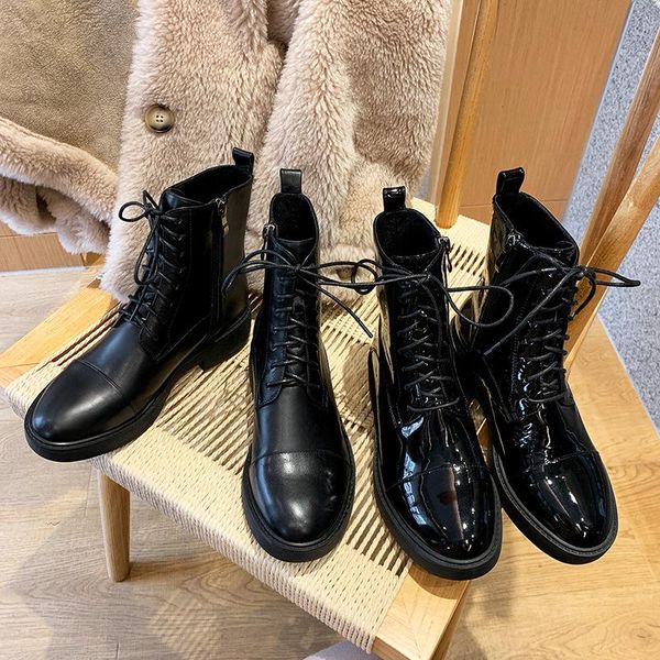 early autumn selling small short boots female full-grain leather lace-up without fleece lining lady shoes -40, Black
early autumn selling small short boots female full-grain leather lace-up without fleece lining lady shoes -40, Black