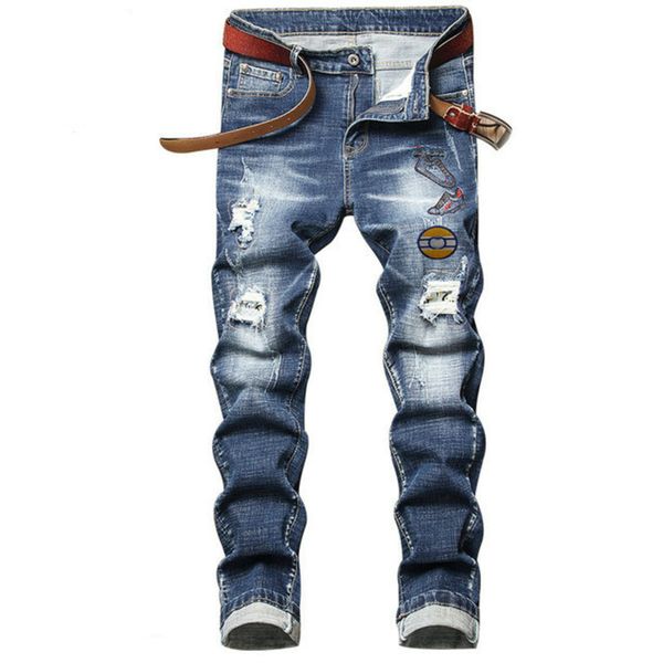 Men's Jeans Fashion Sweat Knee Protector Patchwork High Street Fashions Jogger Trousers Men Elastic Waist Harem Pant Pencil 06, Blue
Men's Jeans Fashion Sweat Knee Protector Patchwork High Street Fashions Jogger Trousers Men Elastic Waist Harem Pant Pencil 06, Blue