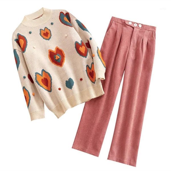 ladies knitted two piece suit women autumn love embroidery pullover sweater and corduroy wide leg pants set casual streetwear1, Gray
ladies knitted two piece suit women autumn love embroidery pullover sweater and corduroy wide leg pants set casual streetwear1, Gray