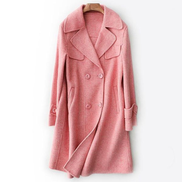 women's wool & blends 2021 fashion plaid coat female double-sided woolen coats and jackets women pink long autumn winter jacket z11611, Black
women's wool & blends 2021 fashion plaid coat female double-sided woolen coats and jackets women pink long autumn winter jacket z11611, Black
