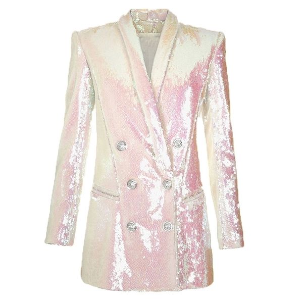 fashion runway designer blazer women's double breasted shawl collar shimmer sequined long blazer jacket 201201, White;black
fashion runway designer blazer women's double breasted shawl collar shimmer sequined long blazer jacket 201201, White;black