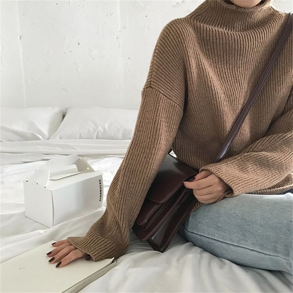 5 colors autumn and winter breif style solid color turtleneck warm sweaters and pullovers womens lj200815, White;black
5 colors autumn and winter breif style solid color turtleneck warm sweaters and pullovers womens lj200815, White;black