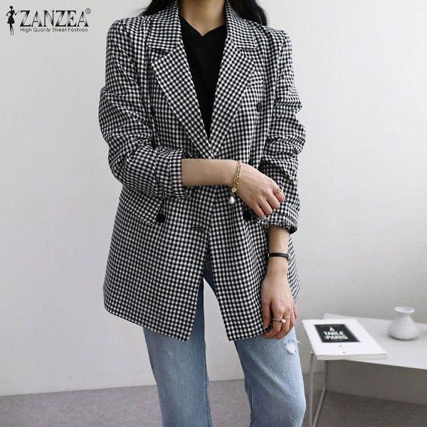 women's suits & blazers plus size plaid coats zanzea stylish check casual long sleeve outerwears female double-breasted tunic 5xl, White;black
women's suits & blazers plus size plaid coats zanzea stylish check casual long sleeve outerwears female double-breasted tunic 5xl, White;black