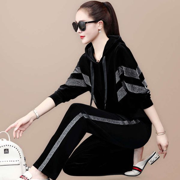 golden velvet suit women plush thickened autumn and winter fashion age reduced double face down sweater sports leisure two piece set, Gray
golden velvet suit women plush thickened autumn and winter fashion age reduced double face down sweater sports leisure two piece set, Gray