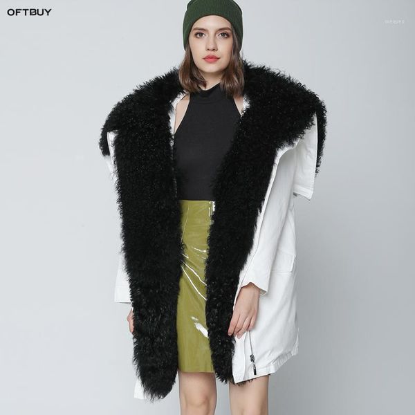 oftbuy 2019 winter jacket women long parka outwear natural real mongolia sheep fur collar coat white loose duck down jacket new1, Black
oftbuy 2019 winter jacket women long parka outwear natural real mongolia sheep fur collar coat white loose duck down jacket new1, Black