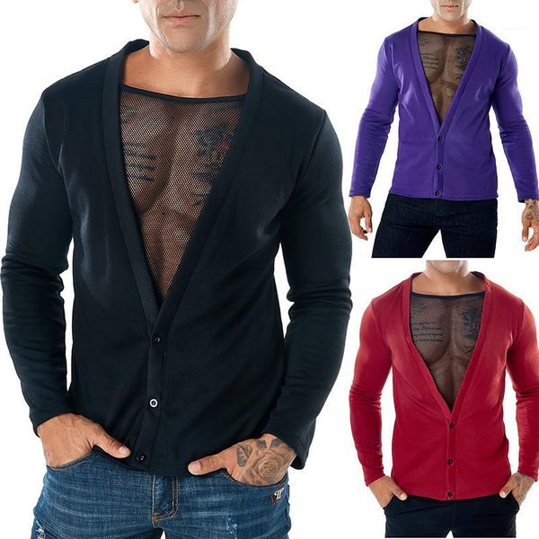 mesh hollow out men's sweater men's deep v neck solid color purple sweater1, White;black
mesh hollow out men's sweater men's deep v neck solid color purple sweater1, White;black