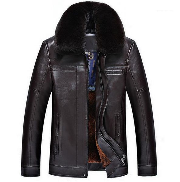 men's fur & faux middle-aged leather jacket men plus velvet thicken collar warm mens jackets and coats biker brown b3581, Black
men's fur & faux middle-aged leather jacket men plus velvet thicken collar warm mens jackets and coats biker brown b3581, Black