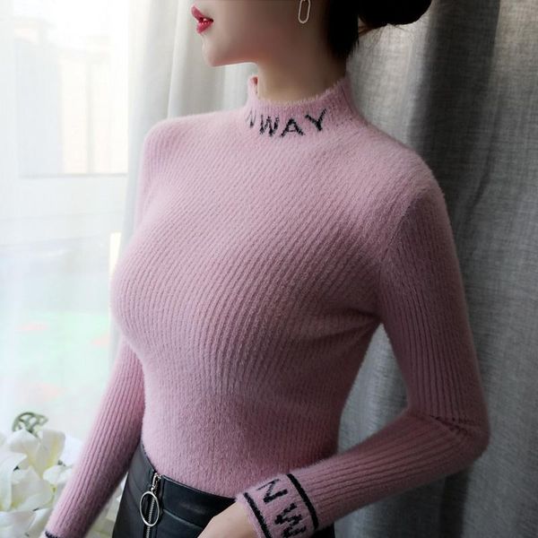 women's sweaters spring autumn imitation mink velvet ladies sweater women half high neck slim fit with western style white bottoming sh, White;black
women's sweaters spring autumn imitation mink velvet ladies sweater women half high neck slim fit with western style white bottoming sh, White;black