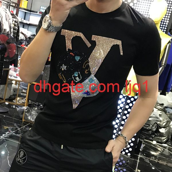 2021 summer net red handsome letter drill short sleeve t-shirt men's fashion brand personality fashion trend half sleeve, White;black
2021 summer net red handsome letter drill short sleeve t-shirt men's fashion brand personality fashion trend half sleeve, White;black