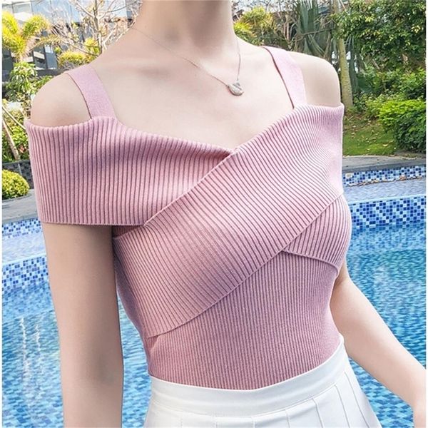 cross wrap off shoulder v neck knitted tank women camisole female sleeveless t-shirts fitness vest summer crochet y200512, White
cross wrap off shoulder v neck knitted tank women camisole female sleeveless t-shirts fitness vest summer crochet y200512, White