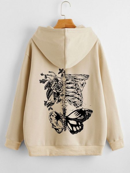 floral & skeleton print drop shoulder kangaroo pocket drawstring thermal hoodie a3by#, White;black
floral & skeleton print drop shoulder kangaroo pocket drawstring thermal hoodie a3by#, White;black