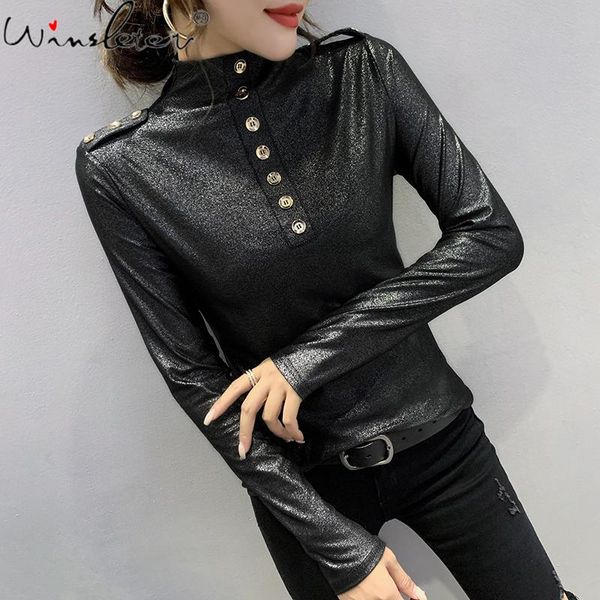 fall winter european clothes t-shirt fashion button gold blocking women ropa mujer bottoming shirt tees 2020 new t00304a, White
fall winter european clothes t-shirt fashion button gold blocking women ropa mujer bottoming shirt tees 2020 new t00304a, White