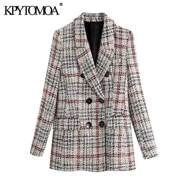 kpytomoa women fashion double breasted tweed check blazers coat vintage long sleeve pockets female outerwear chic 201114, White;black
kpytomoa women fashion double breasted tweed check blazers coat vintage long sleeve pockets female outerwear chic 201114, White;black