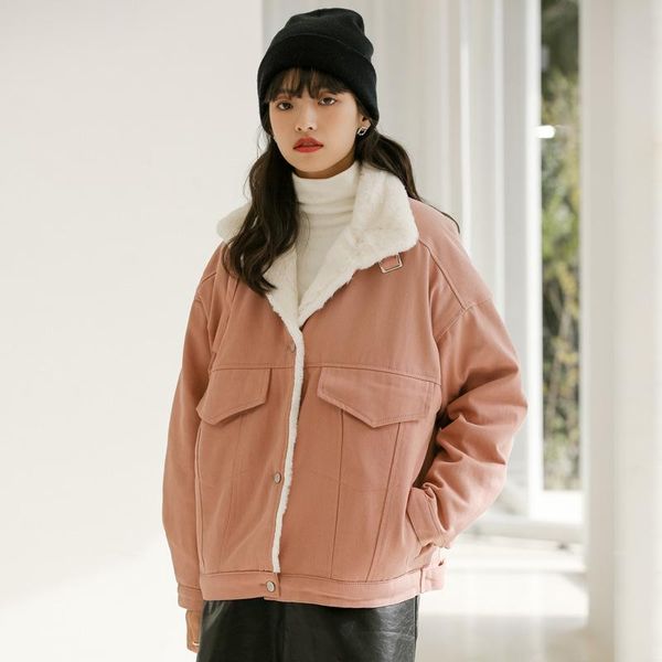 bottle 2021 korean students pink sweet loose imitation hair thickened warm work clothes cotton dress denim coat female, Black
bottle 2021 korean students pink sweet loose imitation hair thickened warm work clothes cotton dress denim coat female, Black