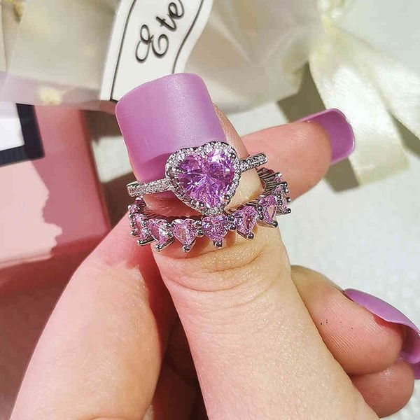 2021 new trendy heart original 925 sterling silver wedding ring set for women lady anniversary gift jewelry wholesale r5690-pink, Slivery;golden
2021 new trendy heart original 925 sterling silver wedding ring set for women lady anniversary gift jewelry wholesale r5690-pink, Slivery;golden