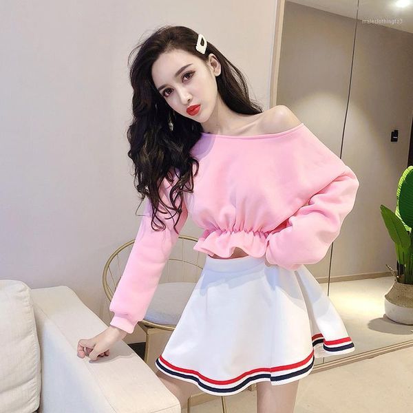 two piece dress fashion 2 outfits for women autumn japan style pink crop pullovers o-neck loose white mini-skirt women's cloth
two piece dress fashion 2 outfits for women autumn japan style pink crop pullovers o-neck loose white mini-skirt women's cloth