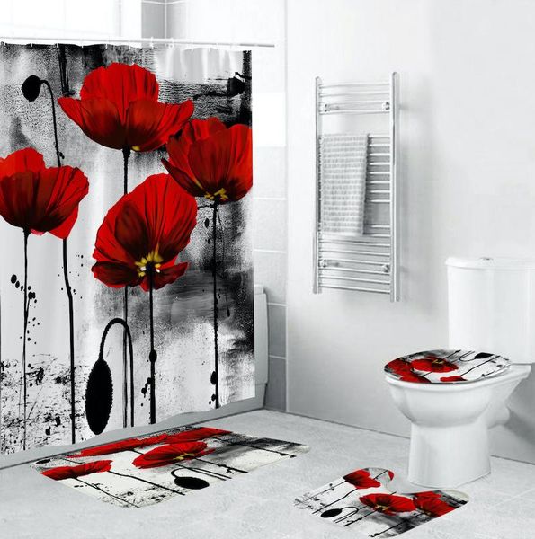 sportsmove bath accessory set 3d 4pcs bathroom shower curtain flower print durable waterproof toilet cover mat non-slip rug
sportsmove bath accessory set 3d 4pcs bathroom shower curtain flower print durable waterproof toilet cover mat non-slip rug