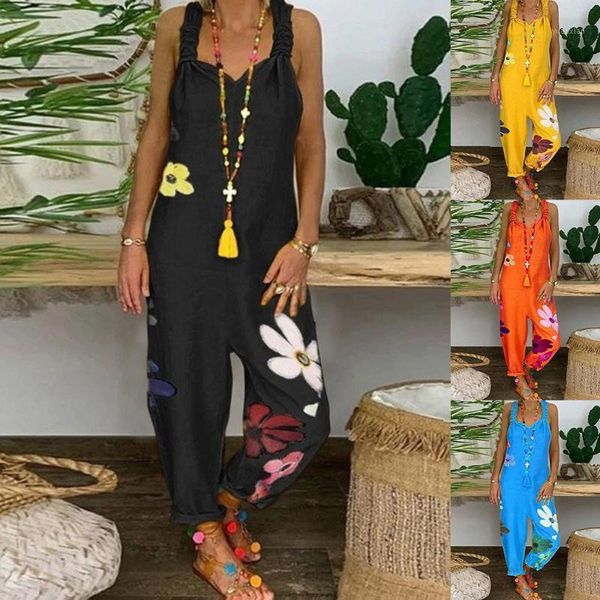 fashion print linen women jumpsuit plus size sleeveless loose overalls casual lace up strappy adjust dungarees 20201, Black;white 
fashion print linen women jumpsuit plus size sleeveless loose overalls casual lace up strappy adjust dungarees 20201, Black;white