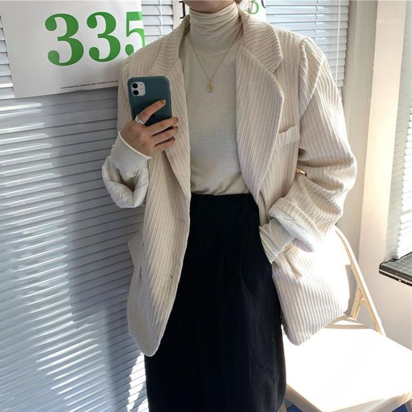 bella philosophy wonder 2020 spring corduroy blazer single breasted oversized female blazer jacket casual elegant jacket femme1, White;black
bella philosophy wonder 2020 spring corduroy blazer single breasted oversized female blazer jacket casual elegant jacket femme1, White;black