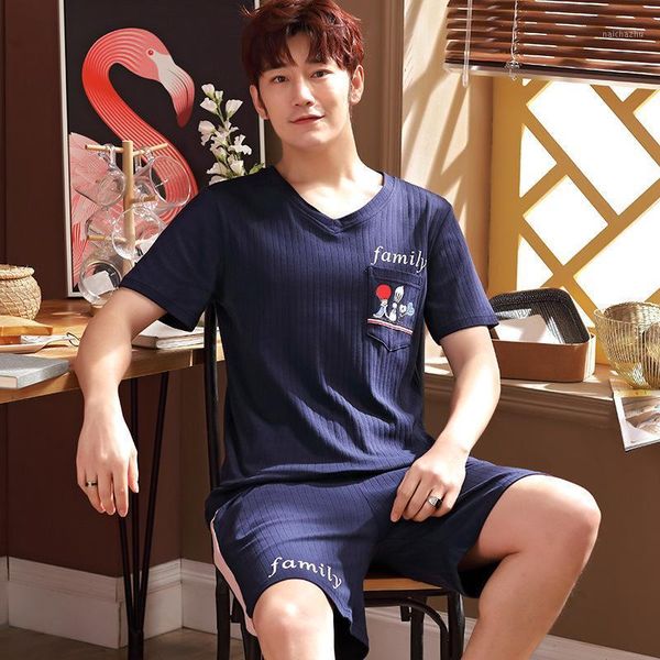 pajamas men's summer cotton short-sleeved shorts pigiama uomo home service thin casual loose plus size suit dormir fashion1, Black;brown
pajamas men's summer cotton short-sleeved shorts pigiama uomo home service thin casual loose plus size suit dormir fashion1, Black;brown