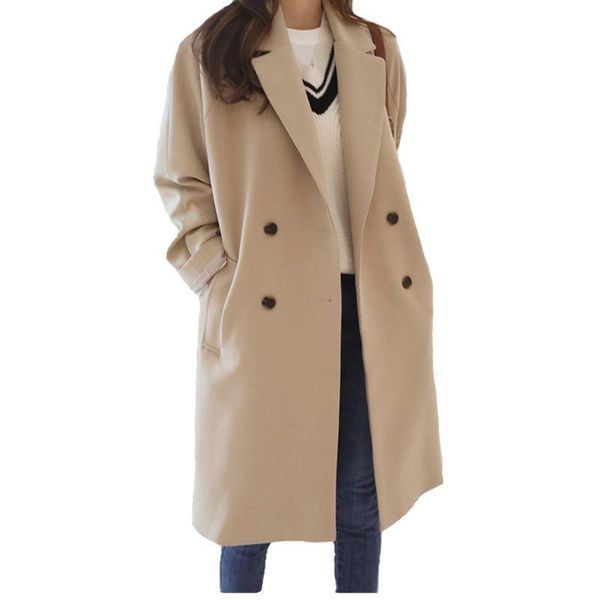 autumn winter new fashion women loose middle long cashmere blends coat female casual double breasted woolen jacket outerwear b79, Black
autumn winter new fashion women loose middle long cashmere blends coat female casual double breasted woolen jacket outerwear b79, Black