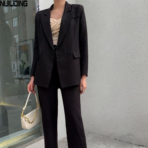 women's two piece pants women korea striped one button blazers suits 2021 spring autumn jacket and long pant office lady clothing set, White
women's two piece pants women korea striped one button blazers suits 2021 spring autumn jacket and long pant office lady clothing set, White