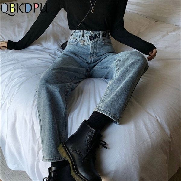 letter belt boyfriend korean high waist jeans women streetwear casual loose vintage jeans female plus size wide leg denim pants 201223, Blue
letter belt boyfriend korean high waist jeans women streetwear casual loose vintage jeans female plus size wide leg denim pants 201223, Blue