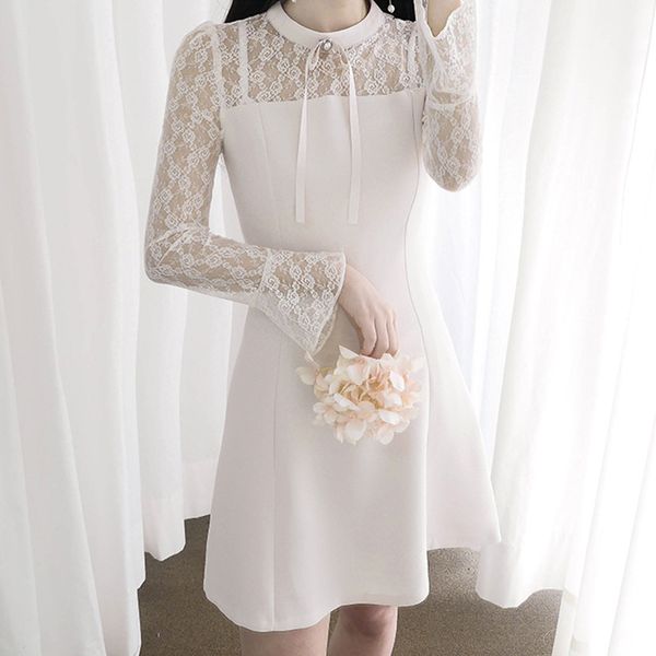 2021 spring new korean style ladies temperament elegant fashion hepburn lace base skirt tuxedo dress, White;black
2021 spring new korean style ladies temperament elegant fashion hepburn lace base skirt tuxedo dress, White;black