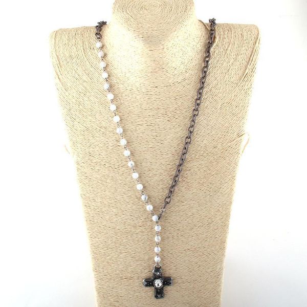 pendant necklaces moodpc bohemian jewelry 6mm stone rosary chain and black gun metal cross women ethnic necklace1, Silver
pendant necklaces moodpc bohemian jewelry 6mm stone rosary chain and black gun metal cross women ethnic necklace1, Silver