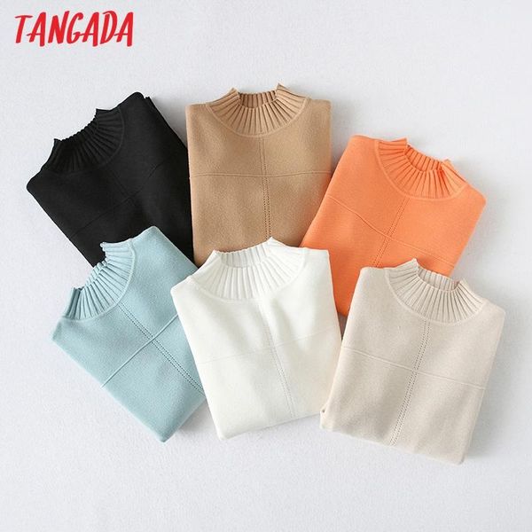 tangada women candy color turtleneck knitted sweater jumper female elegant pullovers chic yu13, White;black
tangada women candy color turtleneck knitted sweater jumper female elegant pullovers chic yu13, White;black