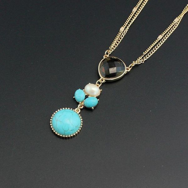 pendant necklaces kallaite necklace natural stone glass drop charm gold double layers chain geometric accessories jewelry, Silver
pendant necklaces kallaite necklace natural stone glass drop charm gold double layers chain geometric accessories jewelry, Silver